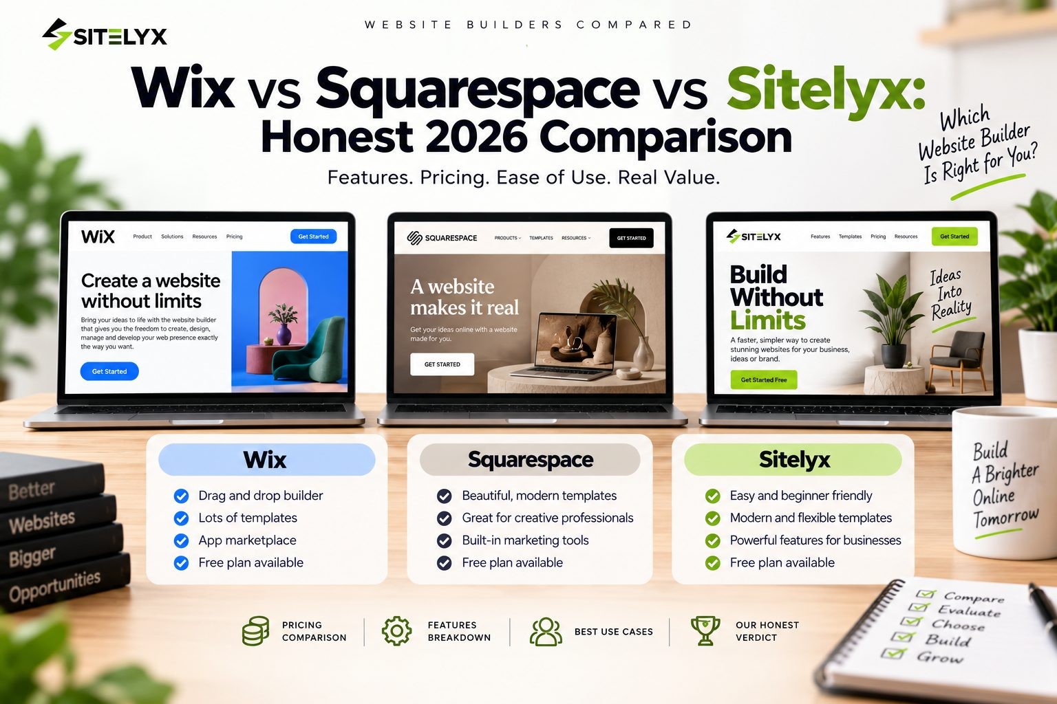 Wix vs Squarespace vs Sitelyx Honest 2026 Comparison
